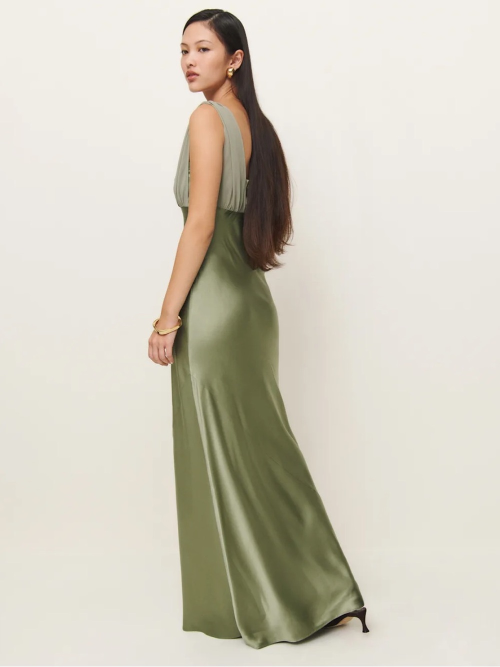 Reformation Lune Dress Green - Size 2 - Picture 4 of 7